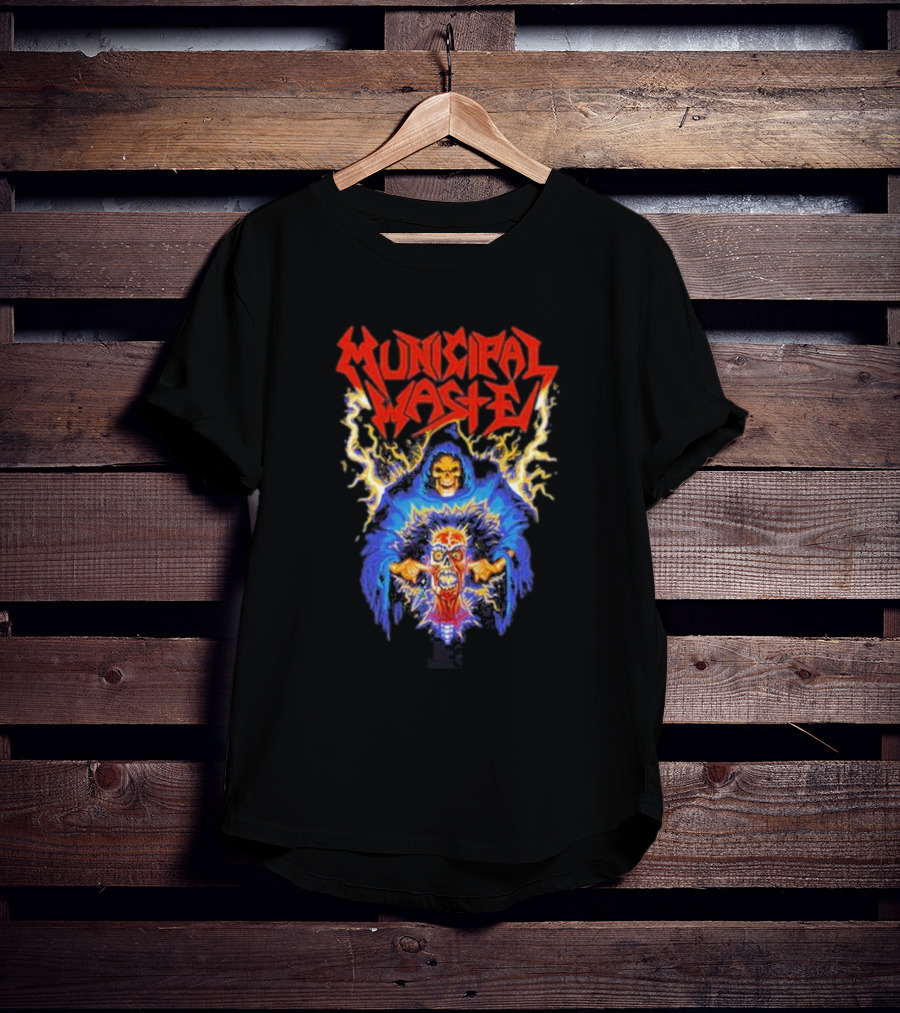 Municipal Waste Wet Willy Grim Reaper Electric Skull T-Shirt