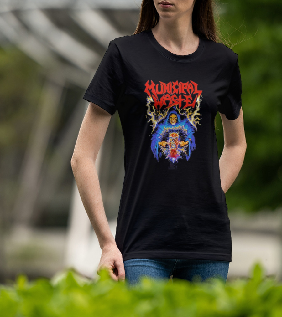 Municipal Waste Wet Willy Grim Reaper Electric Skull T-Shirt