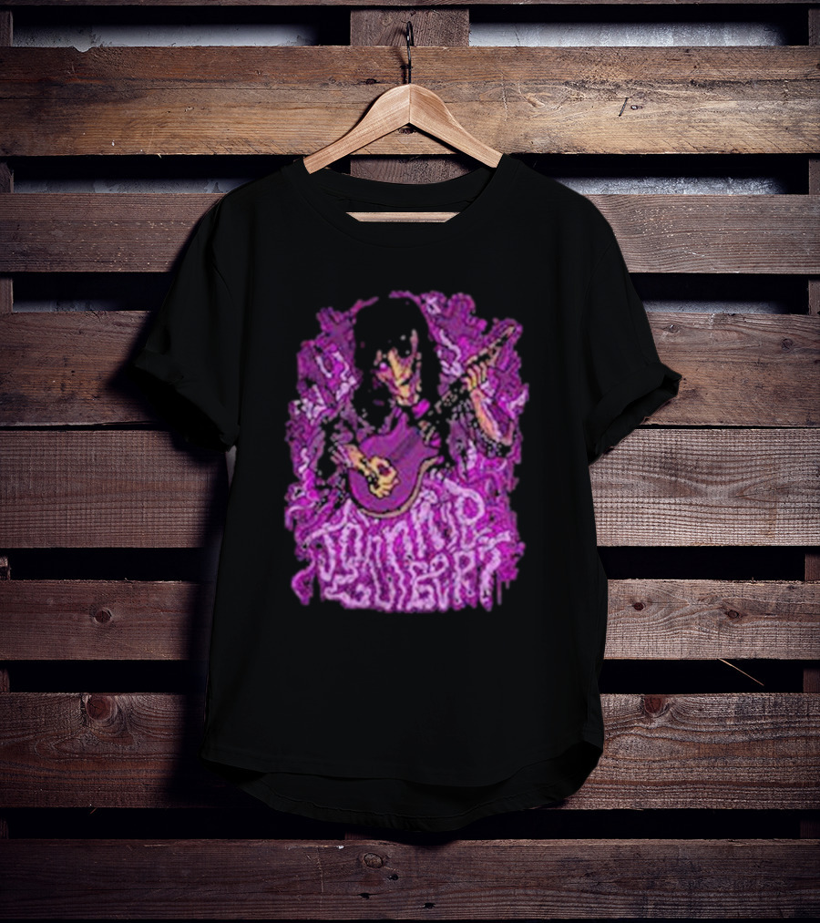 Zombie Johnnie Guilbert Playing Guitar With Purple Background T-Shirt