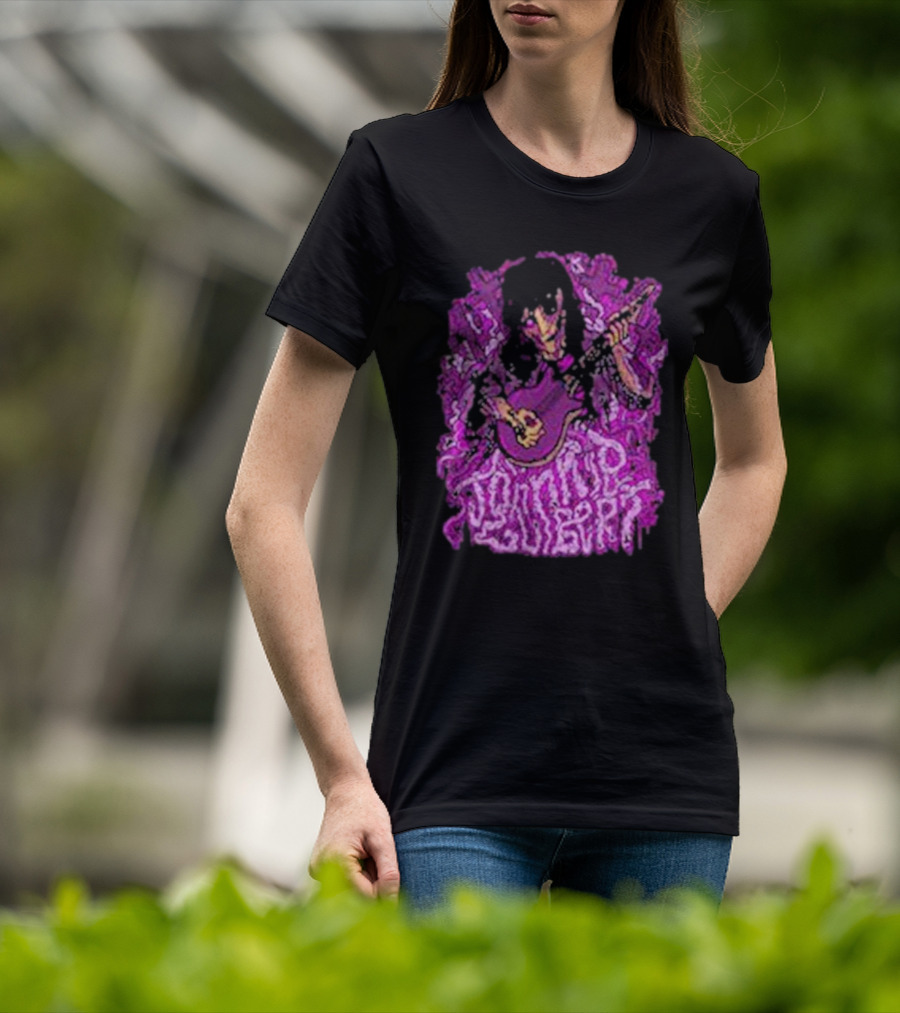 Zombie Johnnie Guilbert Playing Guitar With Purple Background T-Shirt