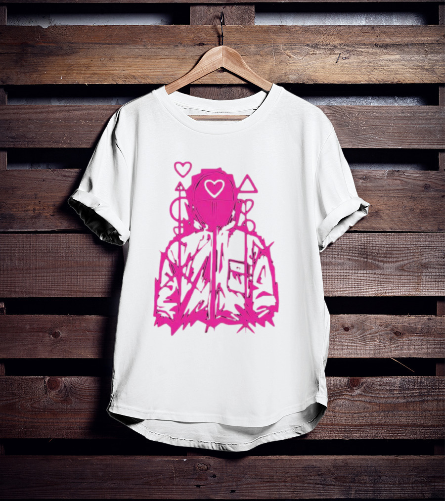 Squid Game Pink Hooded Circle Heart Triangle Symbols T-Shirt