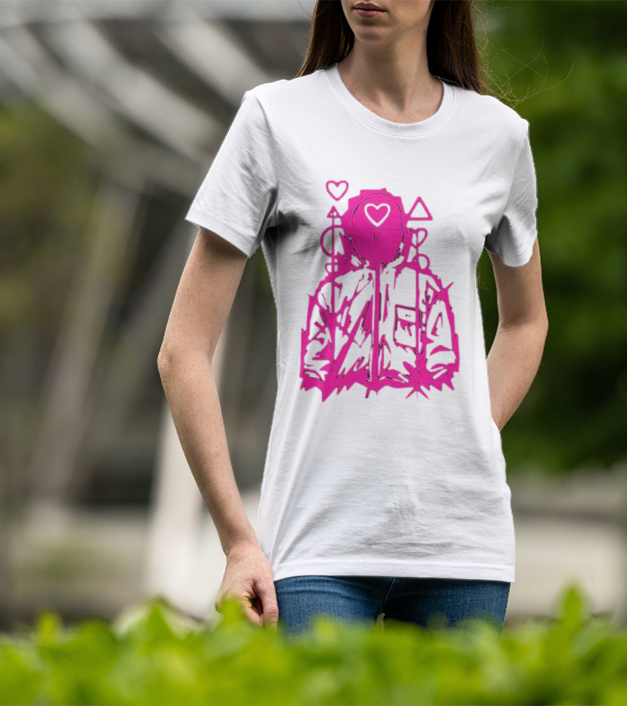 Squid Game Pink Hooded Circle Heart Triangle Symbols T-Shirt