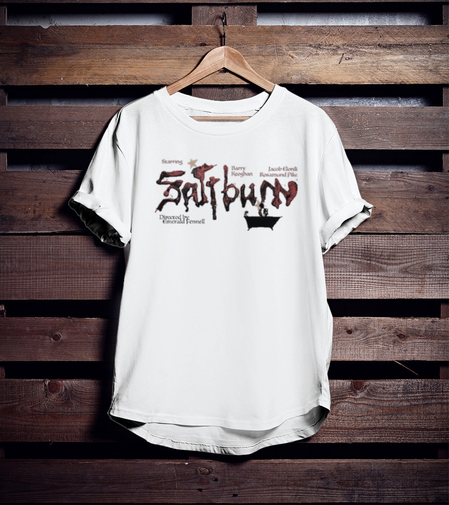 Starring Barry Keoghan Jacob Elordi Rosamund Pike Saltburn Directed By Emerald Fennell Bathtub T-Shirt