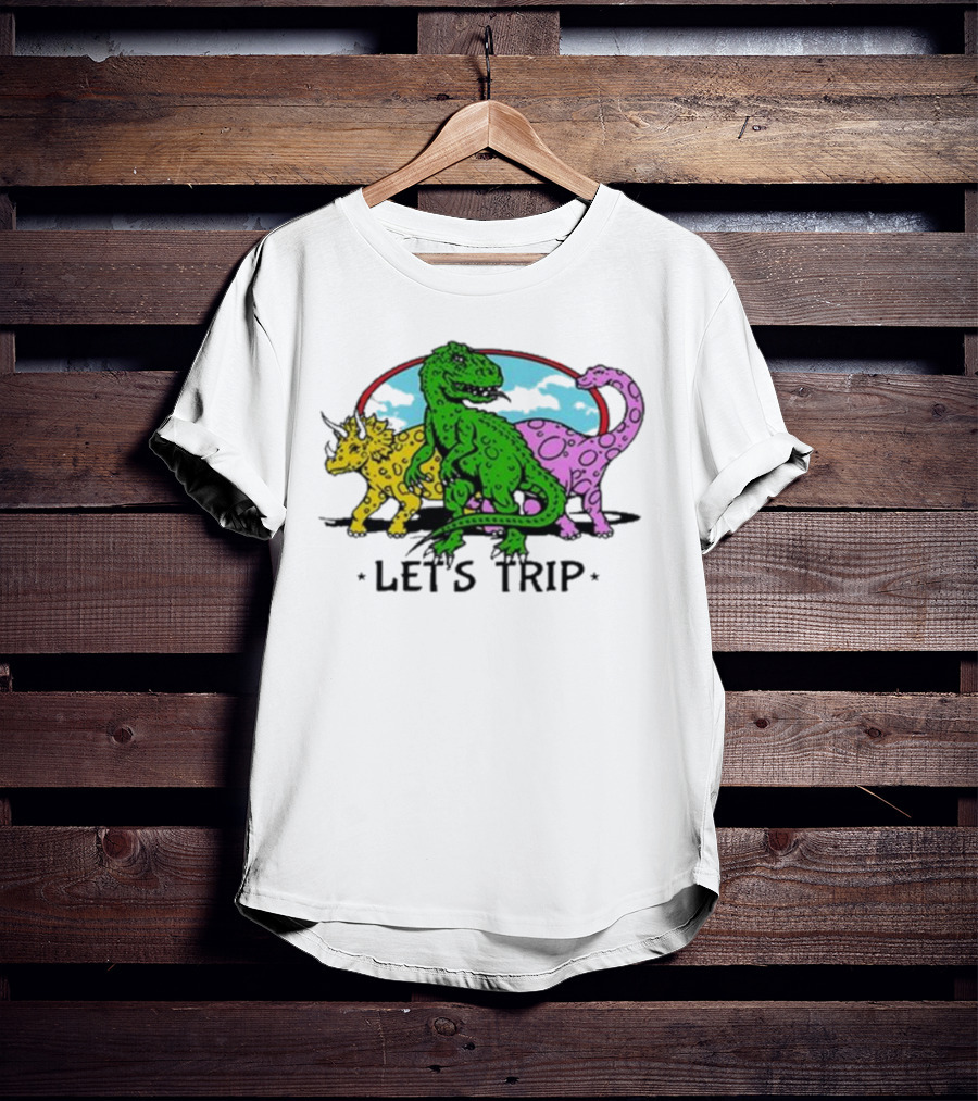 Sturniolo Let's Trip Dinosaur Colorful T-Rex Triceratops Brontosaurus Adventure T-Shirt