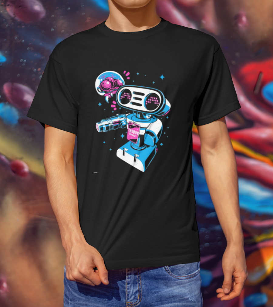 Tasbeam Tasbot Runner Robot With Alien Planet And Retro Sci-Fi Elements T-Shirt
