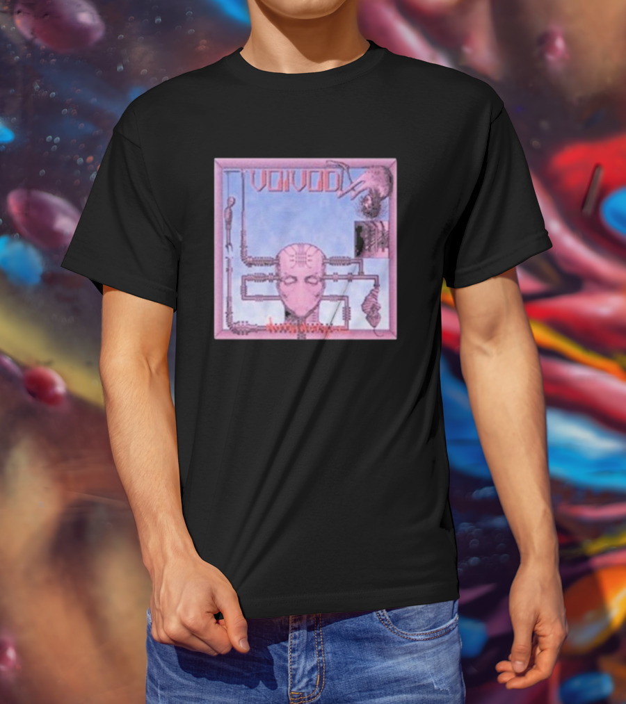 Voivod Nothingface Album Art With Cybernetic Face And Mechanical Elements T-Shirt