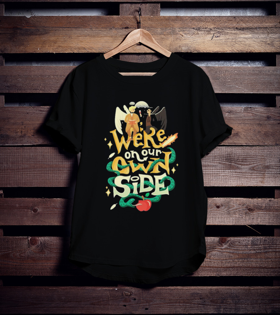 We're On Our Own Side Angel Demon Apple Serpent T-Shirt