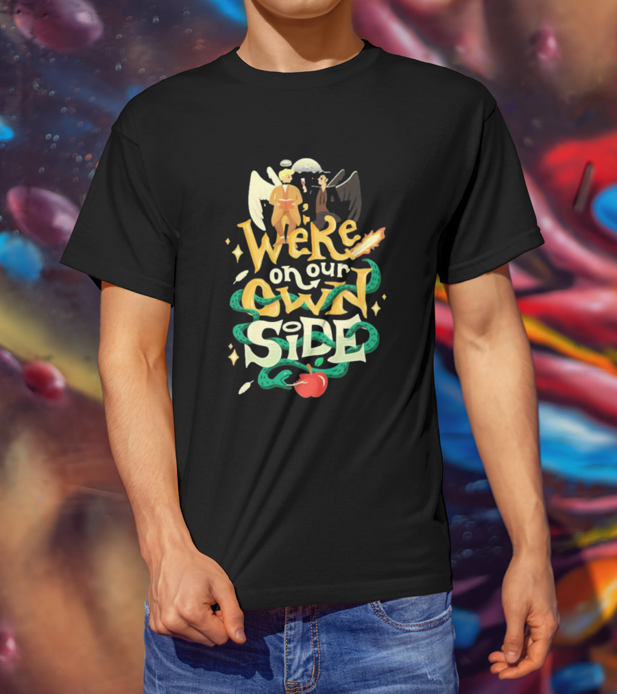 We're On Our Own Side Angel Demon Apple Serpent T-Shirt