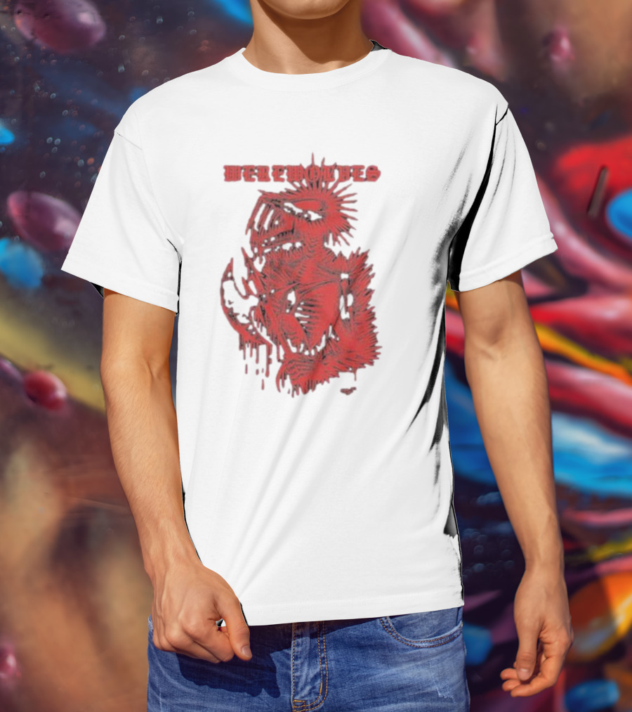 Werewolves Death Metal Red Skeleton Creature T-Shirt