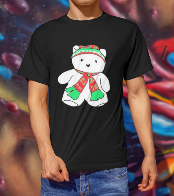 Santa Bear Minnesota Christmas Scarf And Hat Bundle T-Shirt