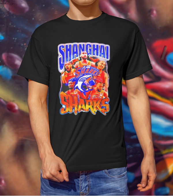 Shanghai Sharks Basketball Team Players Collage T-Shirt
