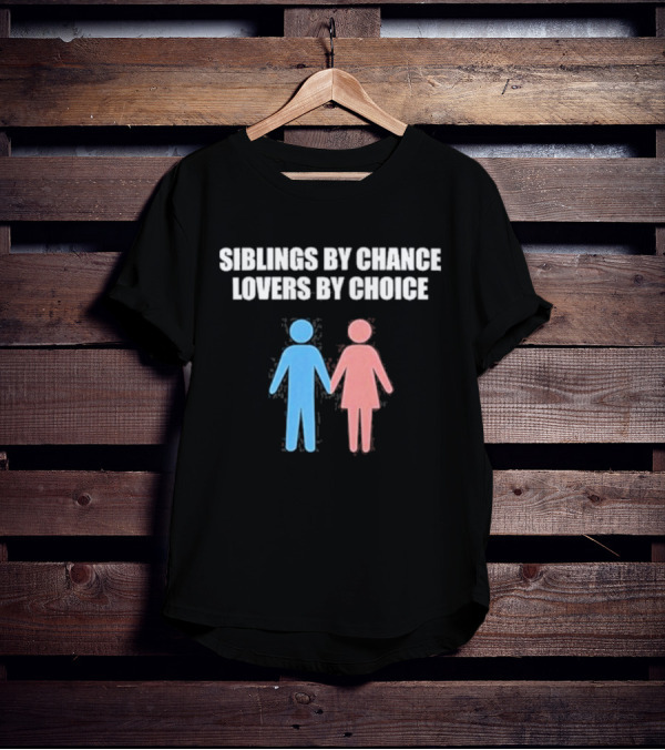 Siblings By Chance Lovers By Choice Blue Pink Stick Figures Friendship Unity T-Shirt