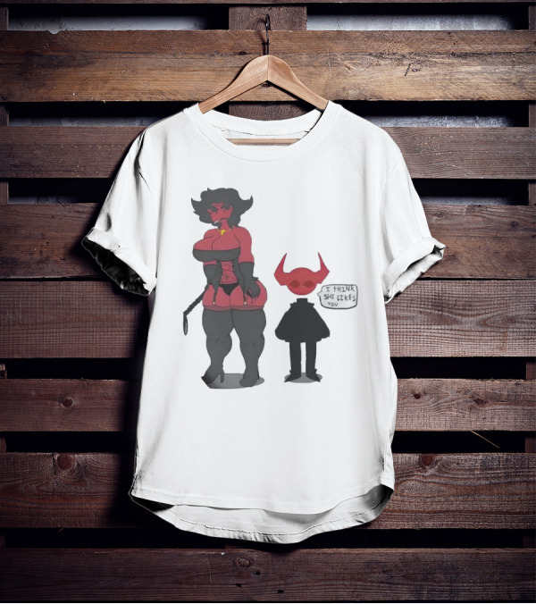 Thewboy I Think She Likes You Dark Humorous Cartoon Characters T-Shirt