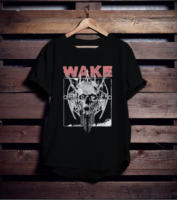 WAKE Skull With Wings And Abstract Elements T-Shirt