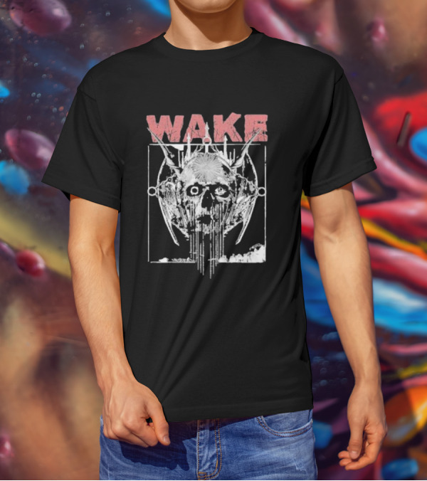 WAKE Skull With Wings And Abstract Elements T-Shirt