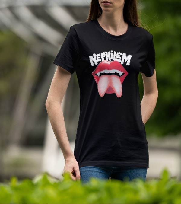Nephilem Vampire Lips With Fangs And Extended Tongue T-Shirt