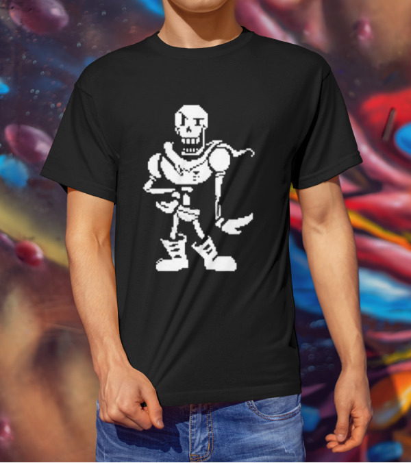Undertale Papyrus Skeleton Warrior Pixel Art Battle Sprite T-Shirt