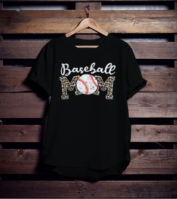 Baseball Mom Leopard Print T-Shirt