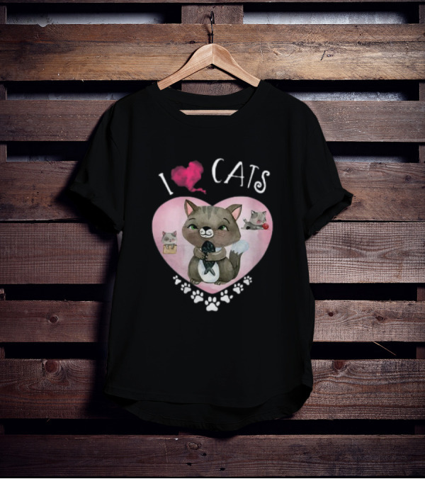 I Love Cats Heart And Paw Prints 365 Womens Cats I Love My Cats T-Shirt