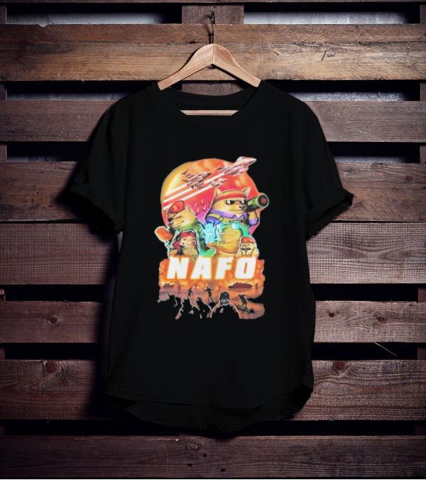 Bösartiger Nafo Warriors X Grandpa Yurko Fighter Jets And Soldiers Battle Scene T-Shirt