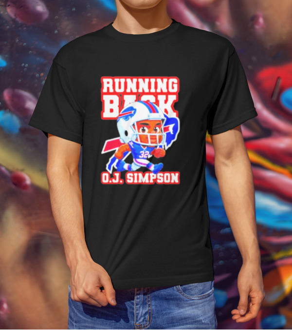Running Back O.J. Simpson Cartoon Buffalo Bills Football Player T-Shirt