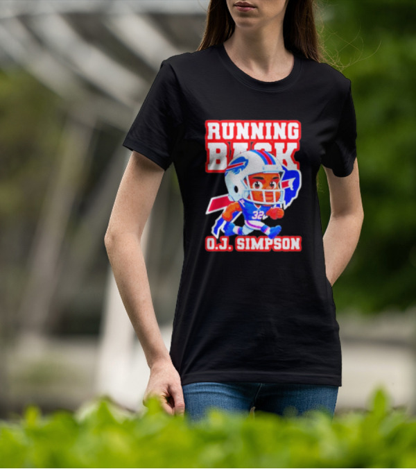 Running Back O.J. Simpson Cartoon Buffalo Bills Football Player T-Shirt