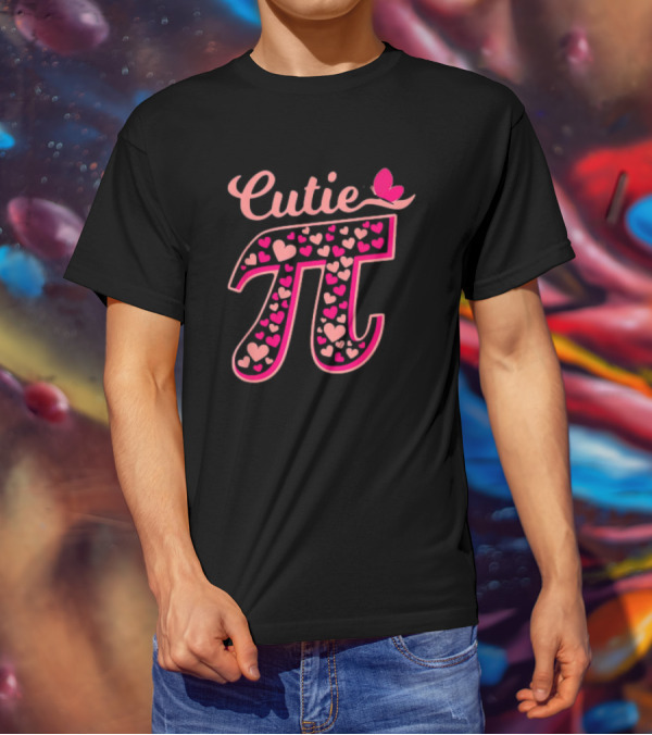 Cutie Pi Day Women Kids Men Toddler Math Teacher Butterfly Hearts T-Shirt