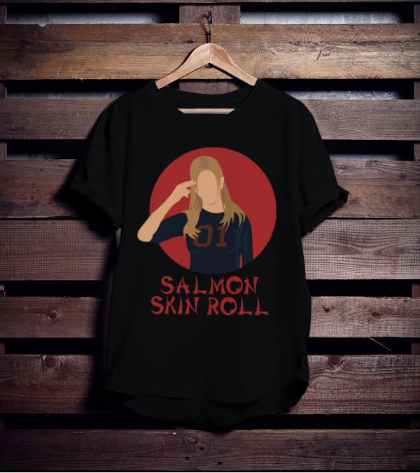 Salmon Skin Roll 01 Gesture Red Circle Background T-Shirt