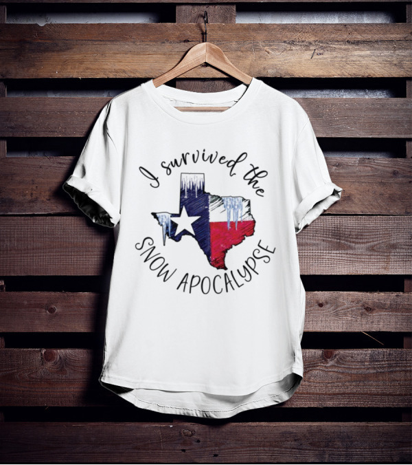 I Survived The Snow Apocalypse Texas Flag Icicles Map T-Shirt