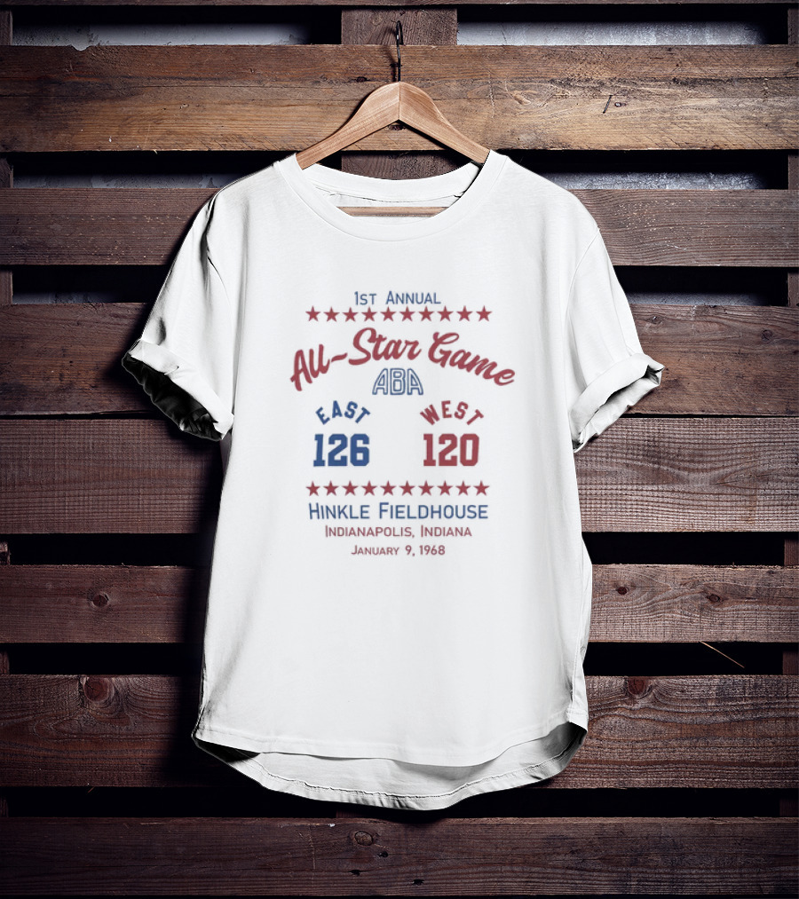 1st Annual ABA All-Star Game East 126 West 120 Hinkle Fieldhouse Indianapolis Indiana January 9 1968 T-Shirt