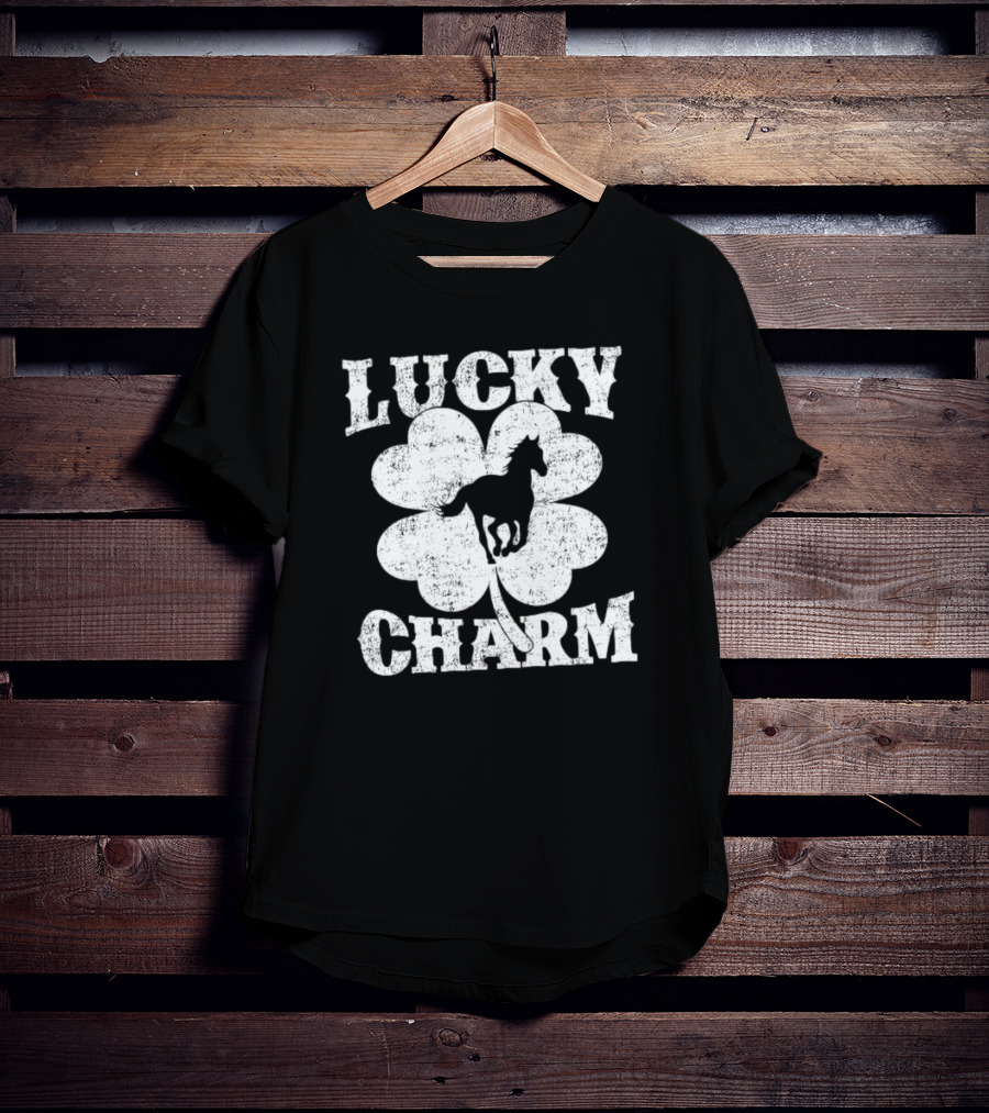 Lucky Charm Horse Lover Shamrock St Patrick's Day T-Shirt
