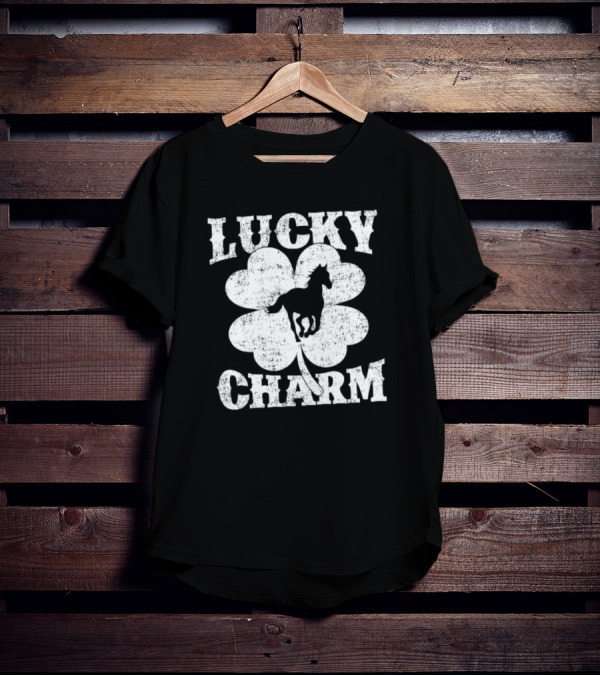 Lucky Charm Horse Lover Shamrock St Patrick's Day T-Shirt