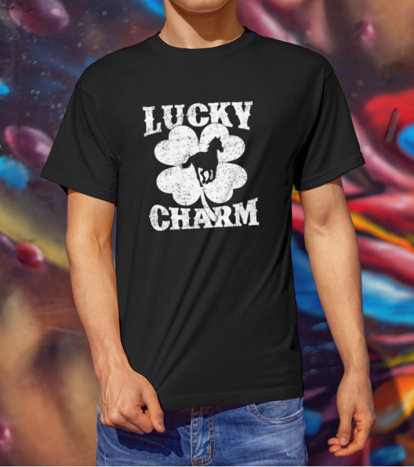 Lucky Charm Horse Lover Shamrock St Patrick's Day T-Shirt