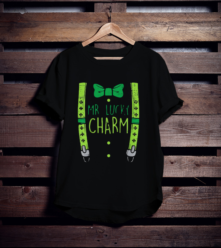 Mr Lucky Charm Suspenders St Patricks Day Boys T-Shirt