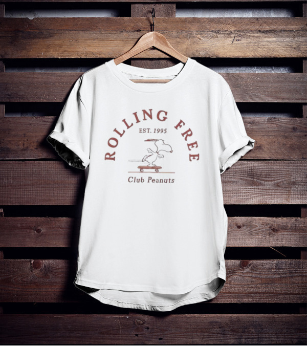 Rolling Free Est. 1995 Snoopy Skateboard Club Peanuts T-Shirt