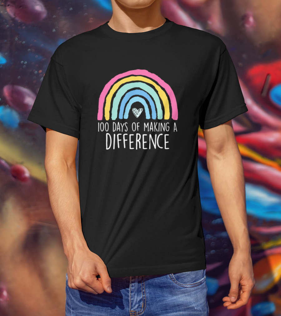 100 Days Of Making A Difference Rainbow Heart T-Shirt