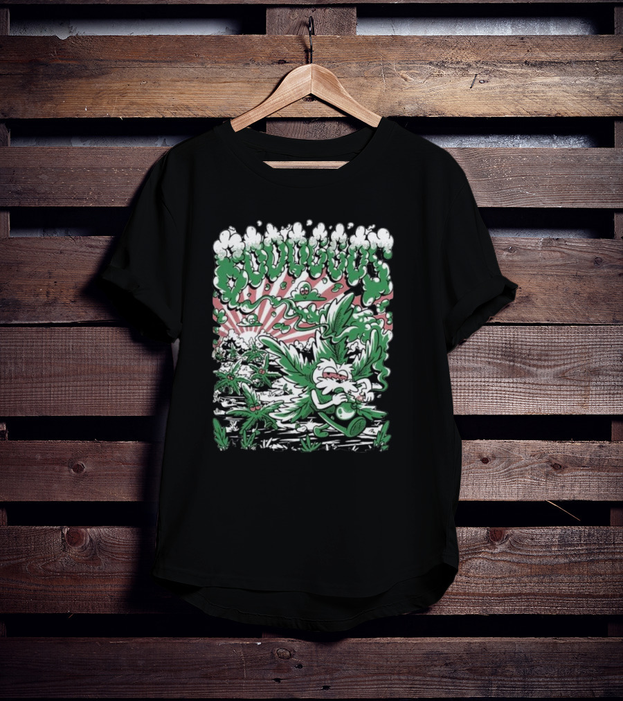 Bodoggos 4-20 Cartoon Dogs With Smoke And Green Leaves T-Shirt