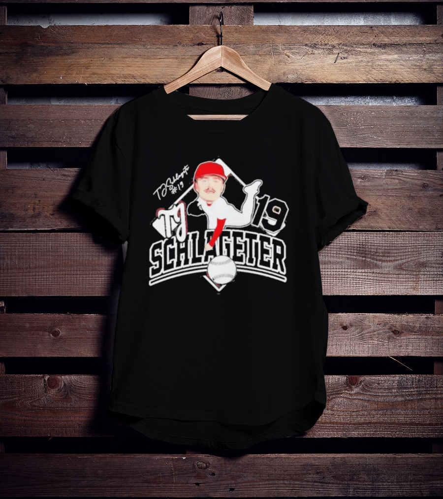 Louisville Cardinals TJ Schlageter 19 Baseball Cartoon T-Shirt