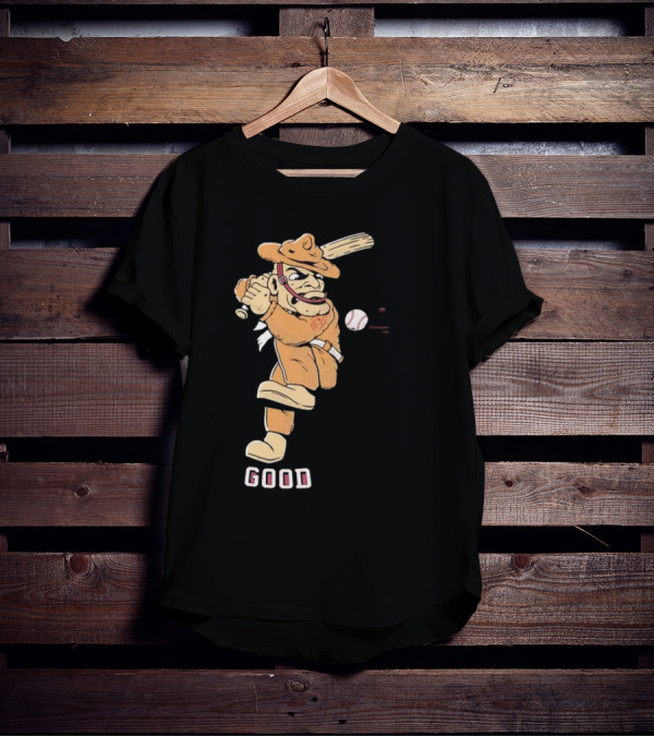 Good Tam Baseball Comic Character Swinging At Pitch T-Shirt