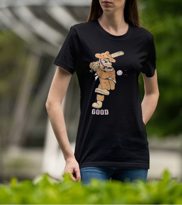 Good Tam Baseball Comic Character Swinging At Pitch T-Shirt