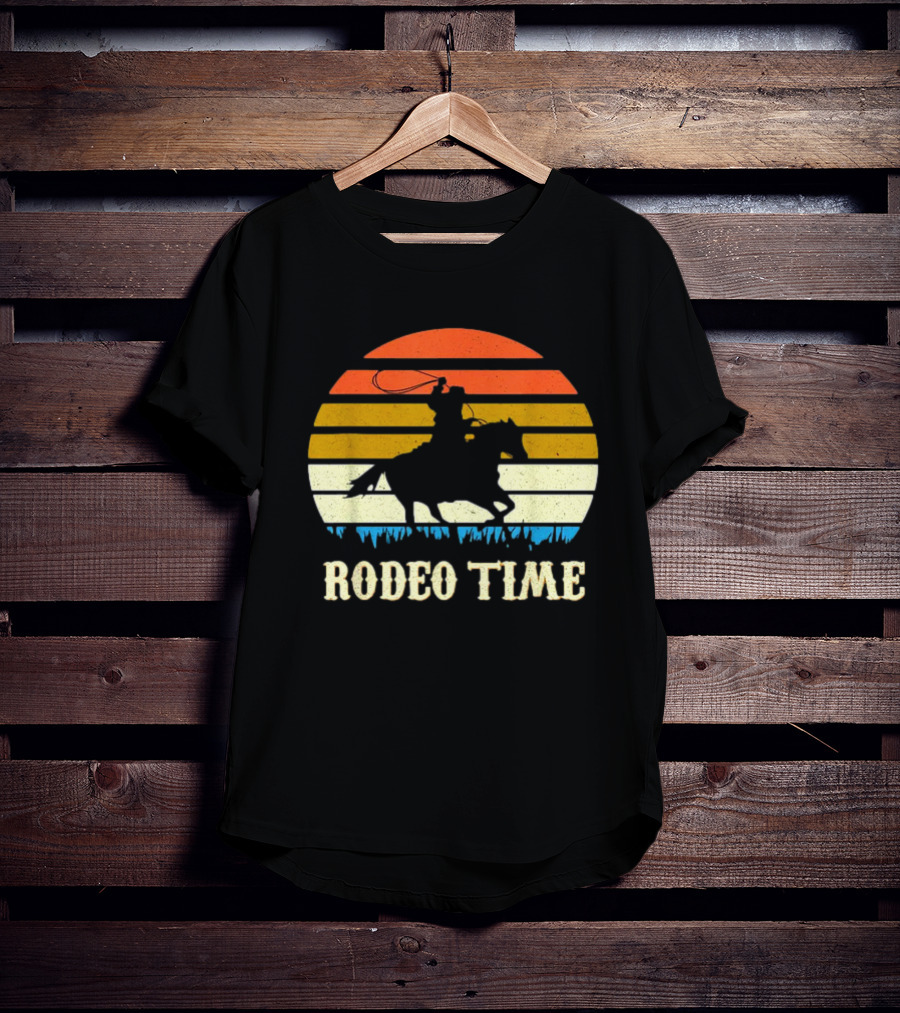 Rodeo Time Cowboy Sunset Horse Ranch Lasso T-Shirt