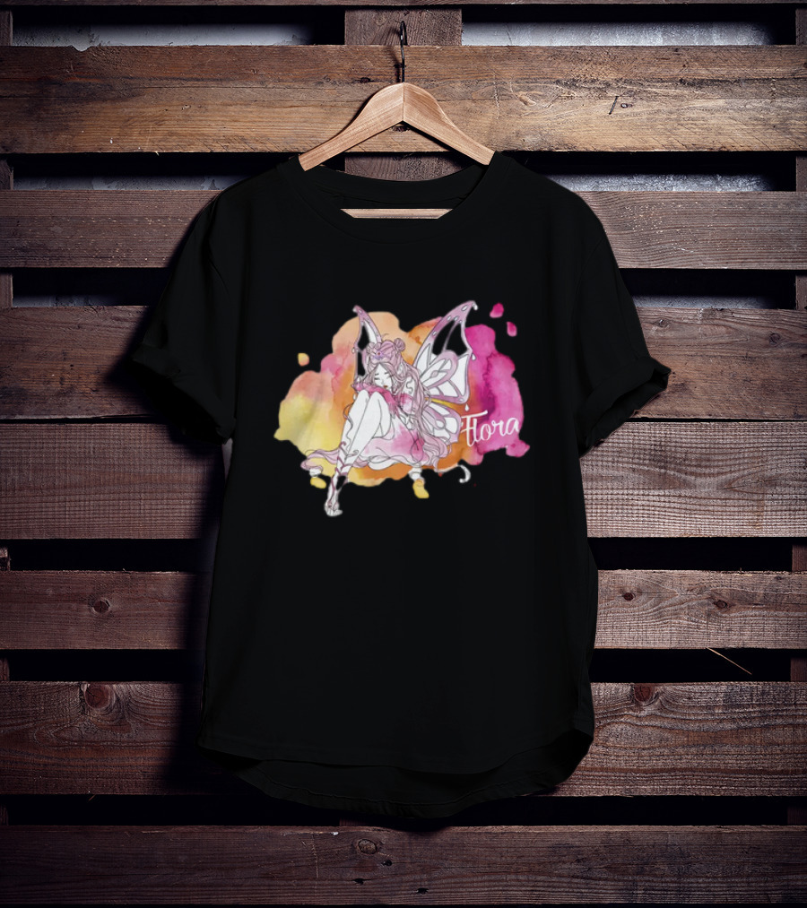Flora Winx Club Merch Shine Bright Watercolor Wings T-Shirt