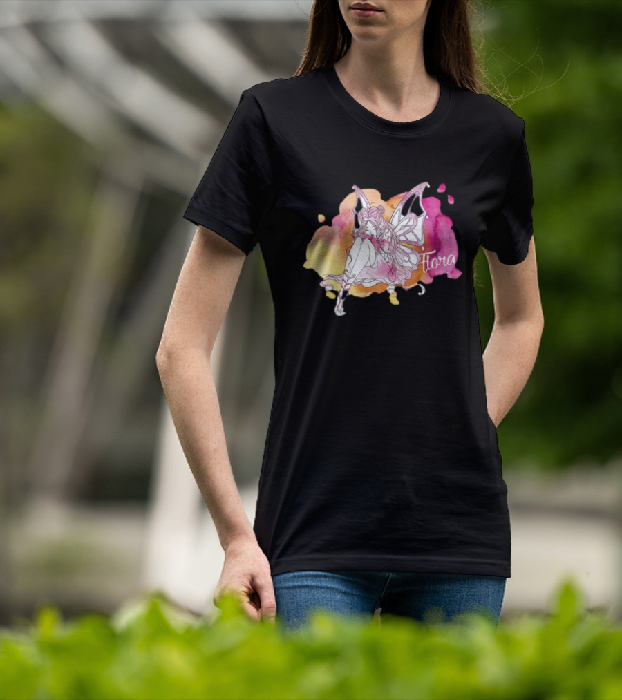 Flora Winx Club Merch Shine Bright Watercolor Wings T-Shirt