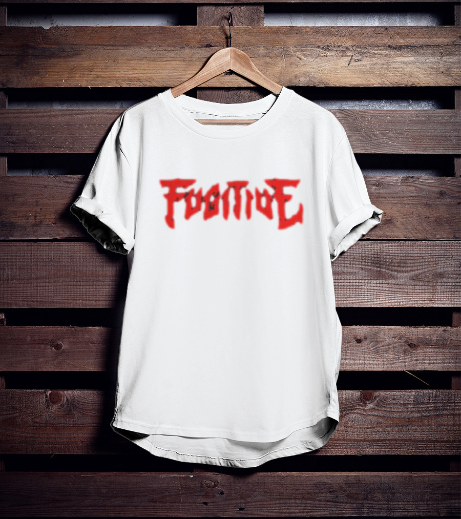 Fugitive Red Gothic Text T-Shirt