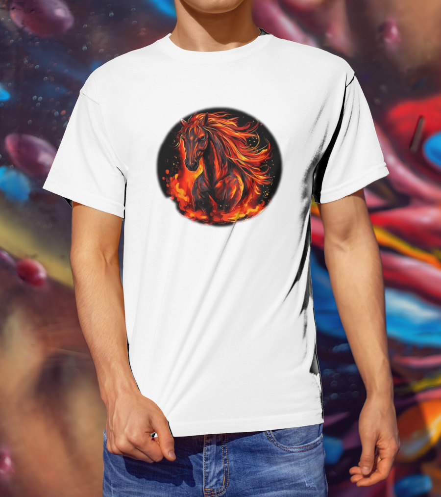 Funny Flaming Horse For Burning Flames Lovers T-Shirt