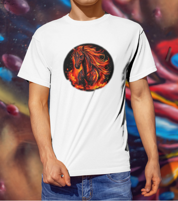 Funny Flaming Horse For Burning Flames Lovers T-Shirt