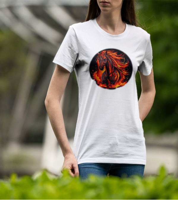 Funny Flaming Horse For Burning Flames Lovers T-Shirt