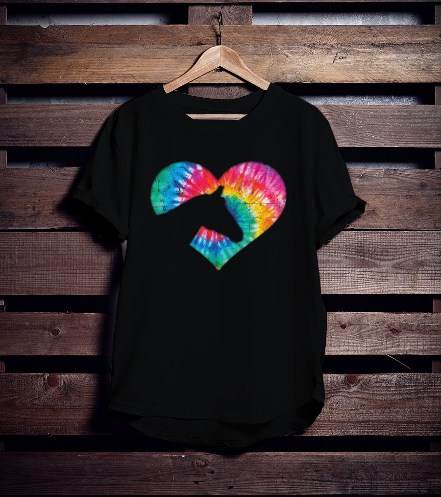Tie-Dye Heart Horse Lover T-Shirt