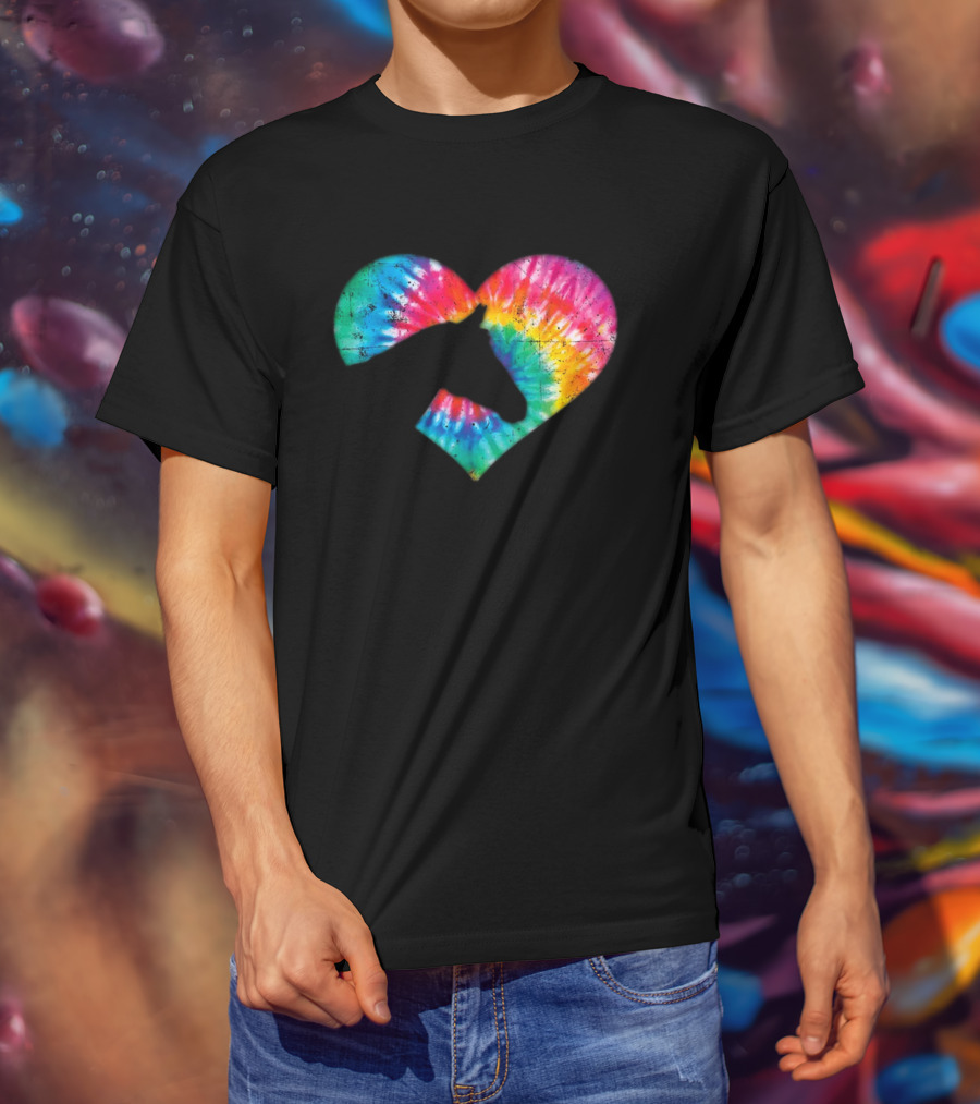 Tie-Dye Heart Horse Lover T-Shirt
