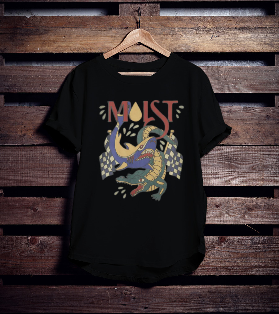 Moistcritikal Merch Shark Gator Racing Checkered Flags T-Shirt